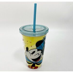 Disney Store Mickey Mouse 90th Anniversary Birthday Tumbler Cup w/ Straw 16oz